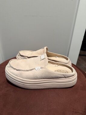 Hey Dude Light Beige Slip-On Mules